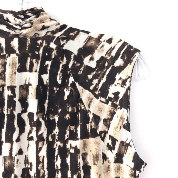 Kenneth Cole Sleeveless Dress Asymmetric Ruching Jersey In Brown & Tan - Picture 7 of 9